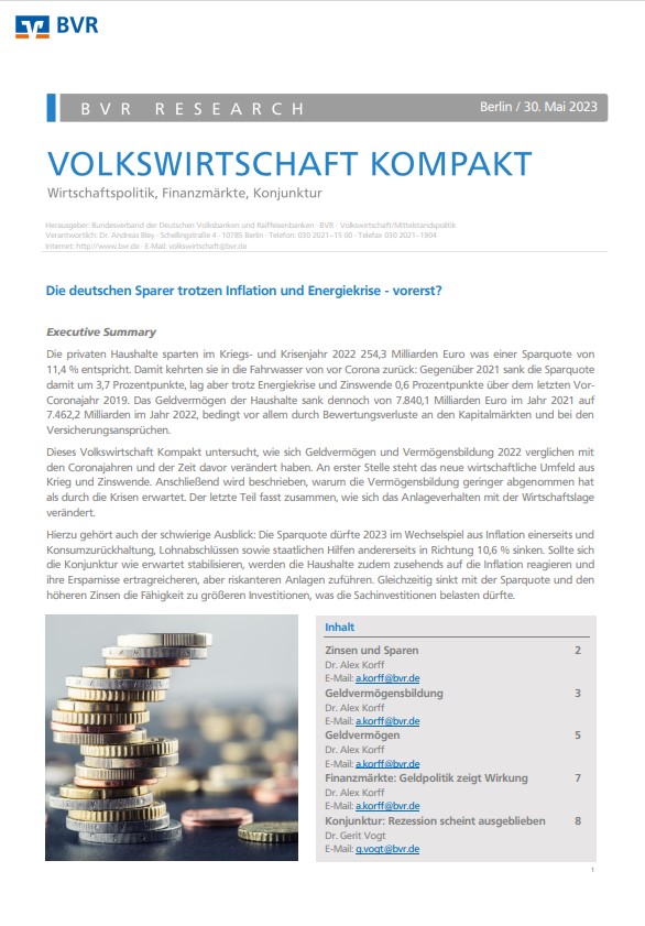 31. Mai 2023: Die deutschen Sparer trotzen Inflation und Energiekrise - vorerst?
